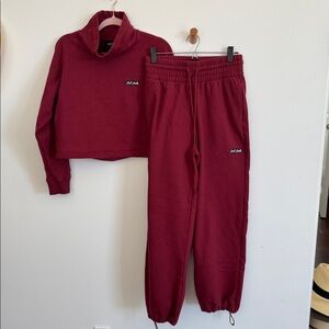 Bad Birdie Burgundy Cowl Neck Sweatshirt and matching sweat pants